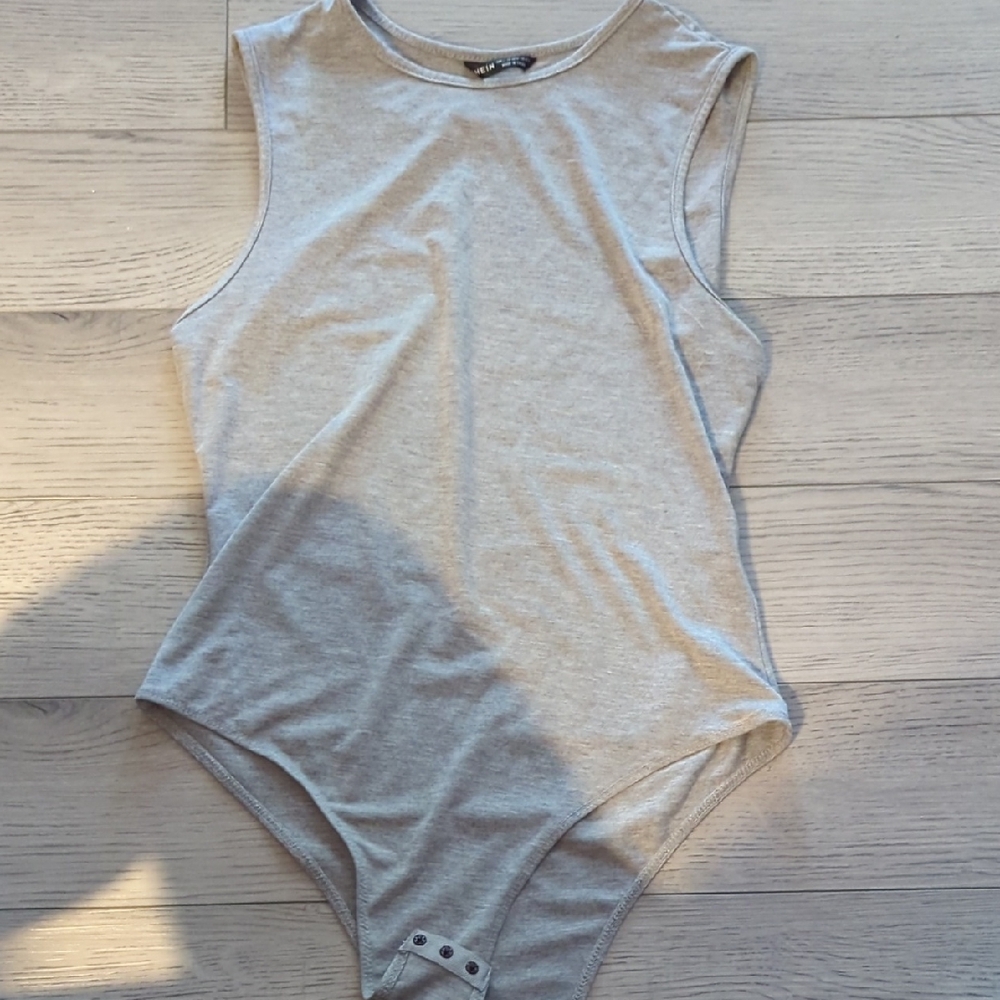 SHEIN Gray Bodysuit One Piece with Classic Round Neckline